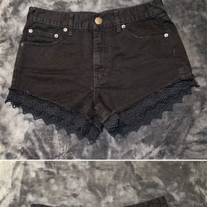 Free People Lacey Black Denim Cutoff Shorts Size 27